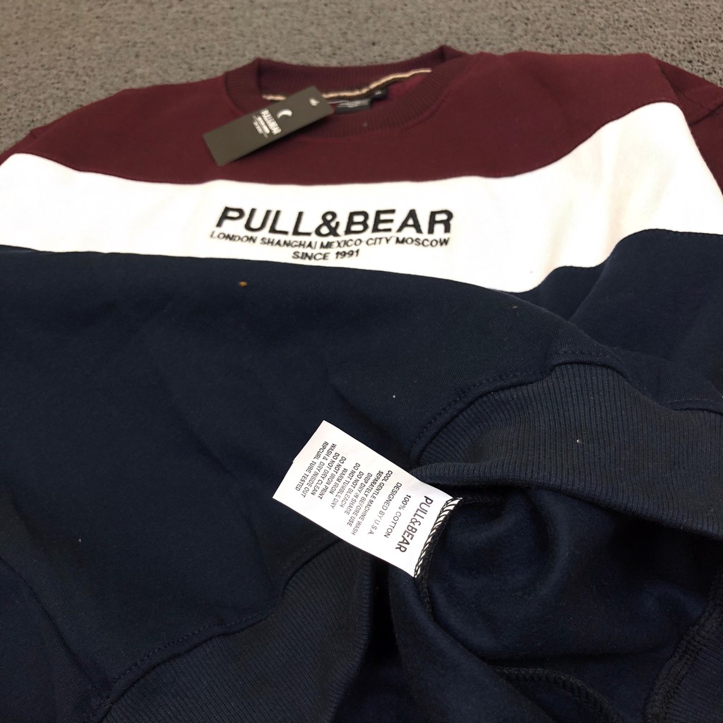 Áo khoác SWEATER CREWNECK PULL AND BEAR SUMMER 2020 MAROON AND màu xanh da trời