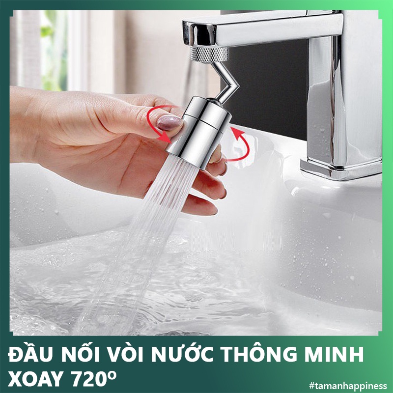 [FreeShip] Đầu nối vòi nước thông minh xoay 720 độ lắp vòi nước chậu rửa bát chén lavabo với 2 chế độ nước chảy