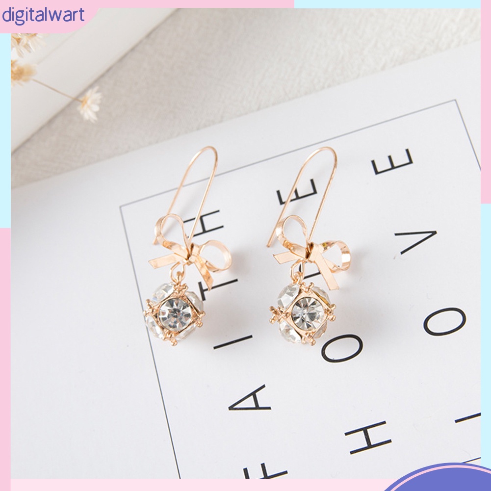 Đôi bông tai hình nơ phối đính đá kiểu dáng trẻ trung cho nữ