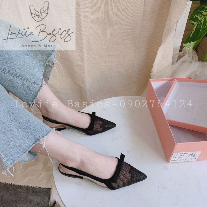 LOVIIE BASICS- DÉP SỤC MŨI NHỌN ĐẾ BỆT NƠ LƯỚI - SANDAL MŨI NHỌN ĐẾ BỆT - DÉP SỤC MŨI NHỌN - SỤC NỮ MŨI NHỌN S200711