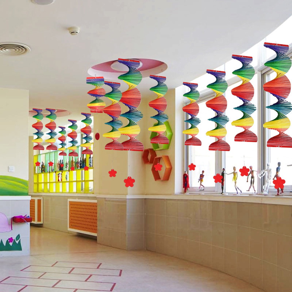 YIYU 1 chuông gió bằng gỗ màu cầu vồng dùng treo trang trí ngoài trời DIY