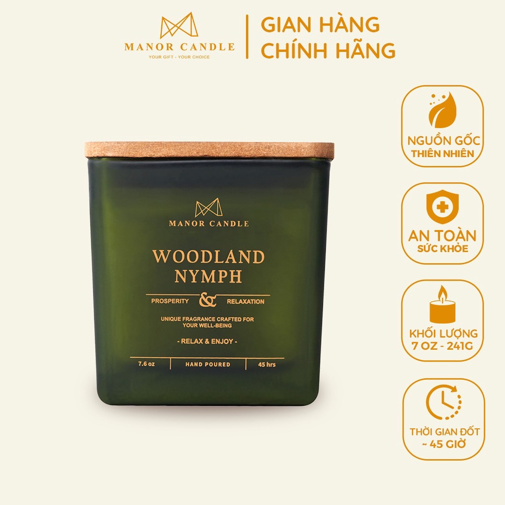 Nến Thơm Woodland Nymph Size 7 OZ Hương Thơm Nhẹ Nhàng Yên Ở Một Vùng Rừng Núi Cổ Kính, Manor Candle