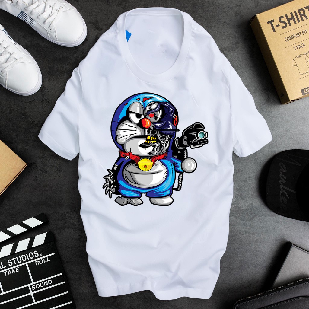 ÁO PHÔNG CỘC TAY HOẠT HÌNH DORAEMON IN HÌNH CỰC ĐẸP FULL SIZE ĐI BIỂN - 061435