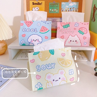 Hộp Đựng Khăn Giấy Bằng PU Chống Thấm Nước In Họa Tiết Hoạt Hình Dễ Thương Tiện Dụng