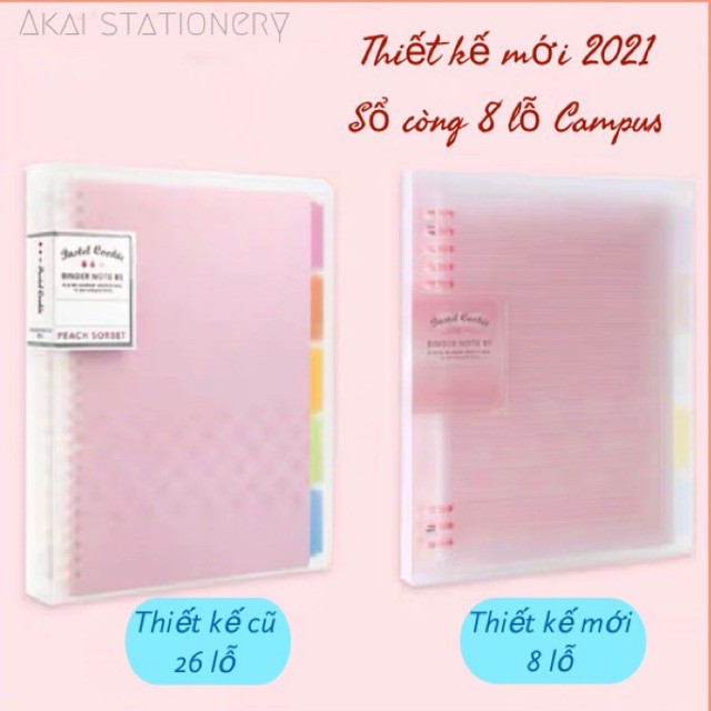 ( Mẫu mới ) Sổ gáy còng B5 Campus Kokuyo 8 lỗ còng phong cách Nhật Bản Pastel Cookie Layer 80 trang giấy kẻ ngang