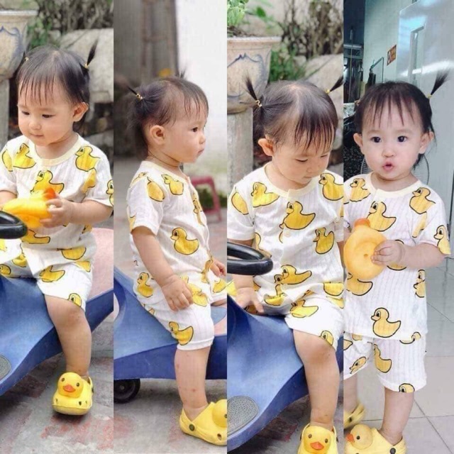 Bộ cộc cotton giấy cài cúc giữa cho bé