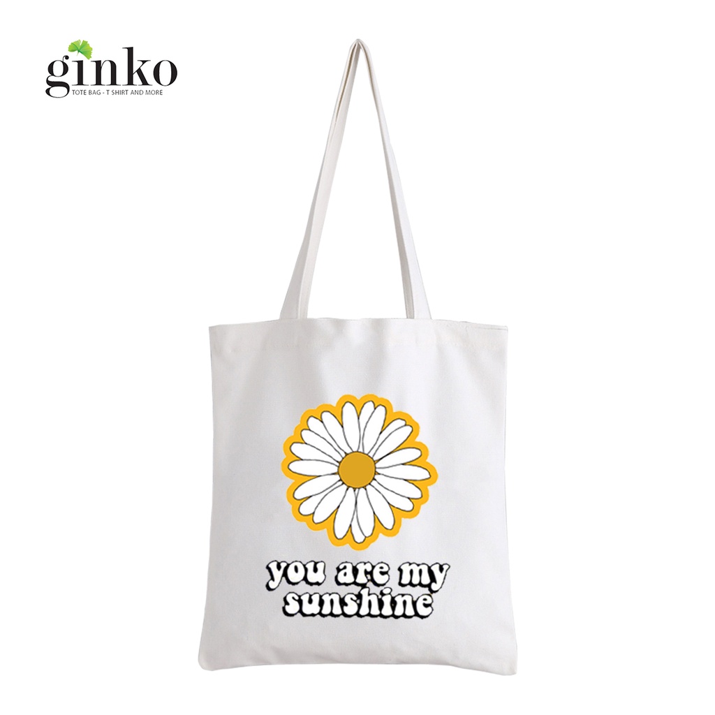 Túi Vải Tote GINKO Kiểu Basic dây kéo In Hình You Are My Sunshine G67