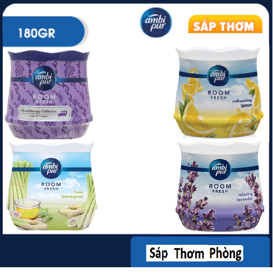 Sáp thơm Ambi Pur  4 mùi hương (Chanh/Chanh xả/ thư giãn/Lavender) 180g