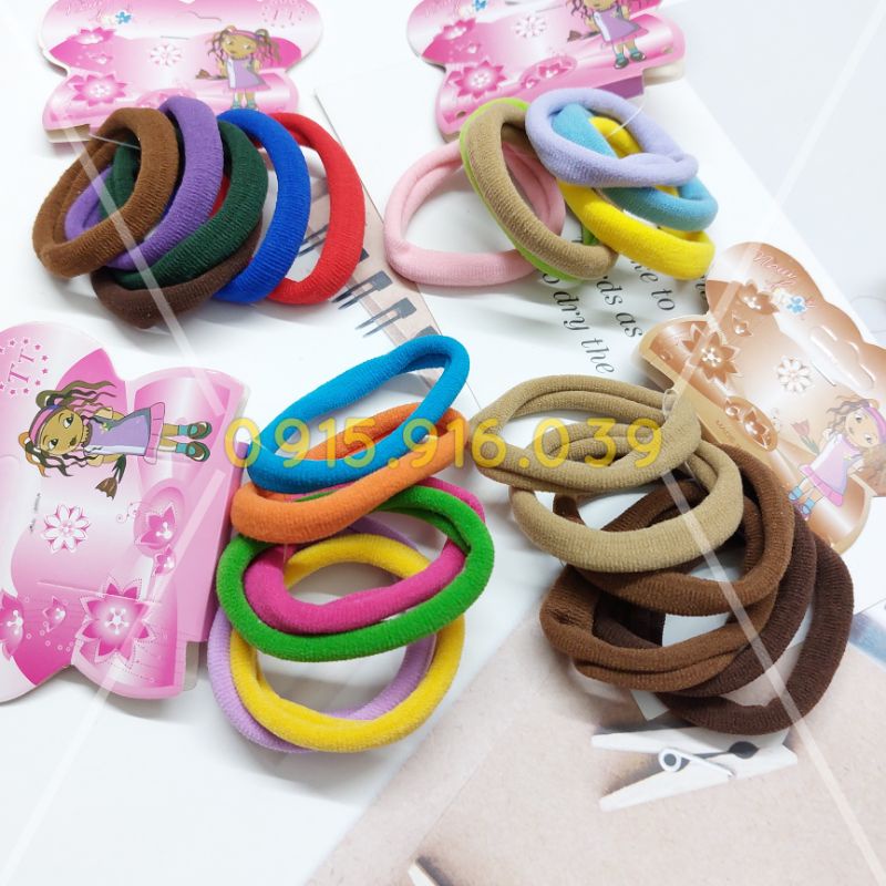 Set 6 Cột tóc nâu tây, buộc tóc thun nhiều màu