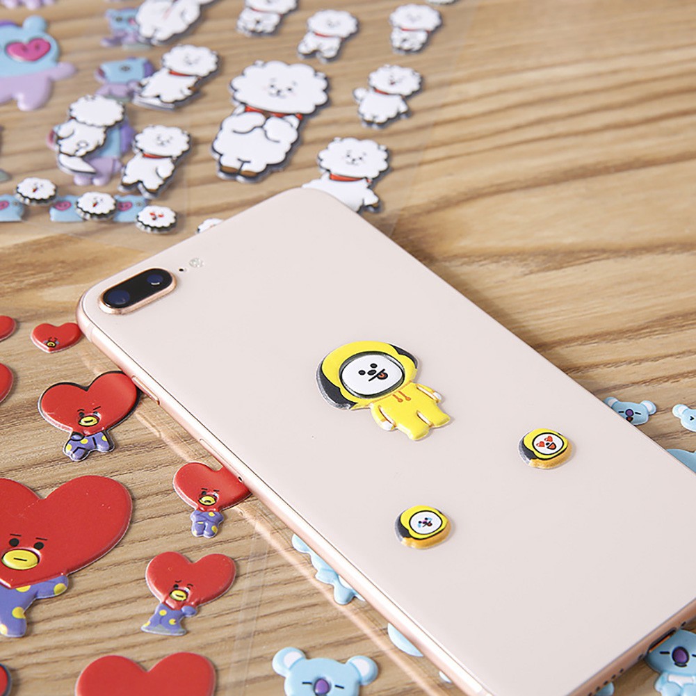 Sticker Dán Trang Trí Hình Bts Bt21 Chimmy Cooky Shooky Rj Tata Mang Koya J12