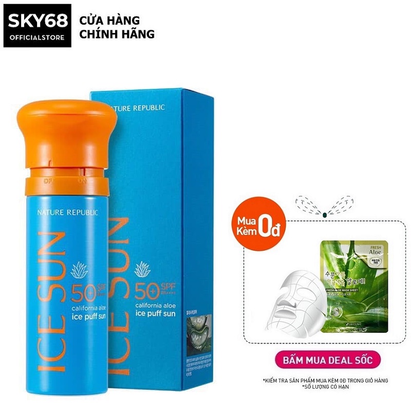 Kem Chống Nắng Giảm Nhiệt, Nâng Tone Da Nature Republic Ice Sun California Aloe Ice Puff Sun SPF50 PA++++ 100ml | BigBuy360 - bigbuy360.vn