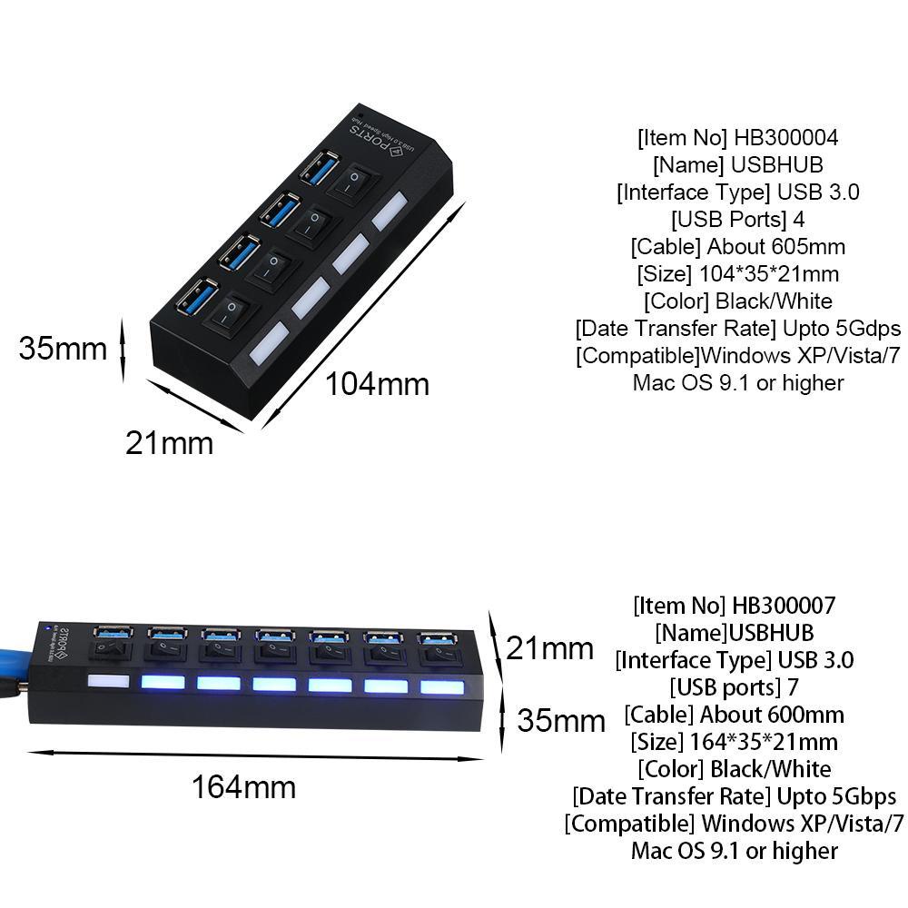 JONYE Bộ Chia 4 / 7 CổNg USB 3.0 Đa Năng Cho PC