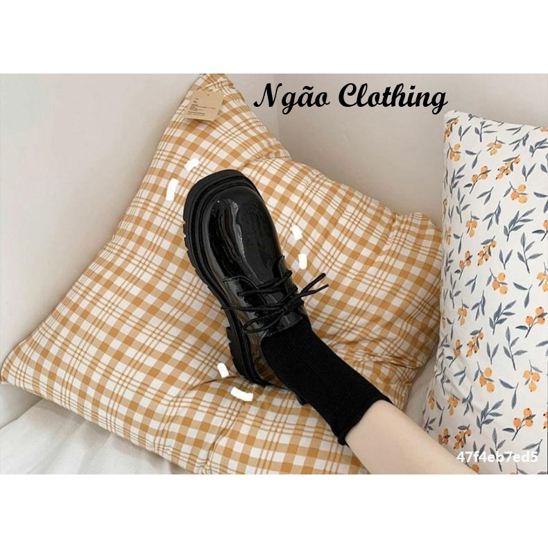 Giày Da nữ, Chất Liệu Da Bóng Cao Cấp, Phong Cách Đại Học Anh Cá Tính, Sang Trọng – Ngão Clothing G05