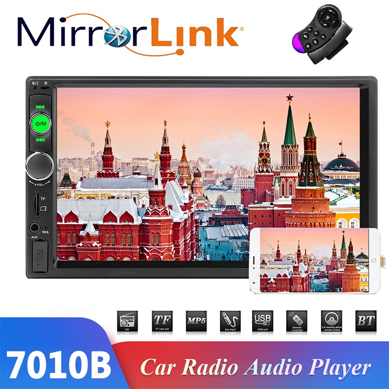 Máy Nghe Nhạc MP5 7 Inch 2 Din Bluetooth USB/TF/FM/Aux Đa Năng Có Màn Hình Cảm Ứng Dành Cho Ô Tô