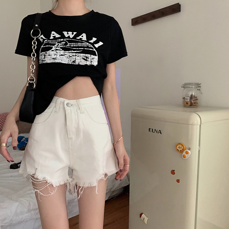 Quần Short Denim Nữ Lưng Cao Thời Trang Mùa Hè