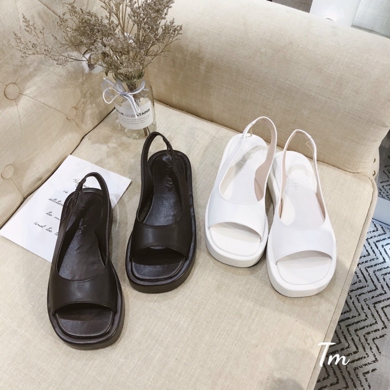 DÉP SANDAL ĐỘN ĐẾ TĂNG CHIỀU CAO NỮ QUAI TRƠN KHOÁ CHUN
