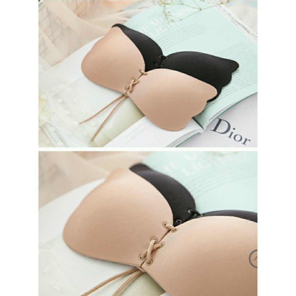 Áo silicon dán ngực cánh tiên dây rút tạo khe (sp chuyên dụng đầm hở lưng)