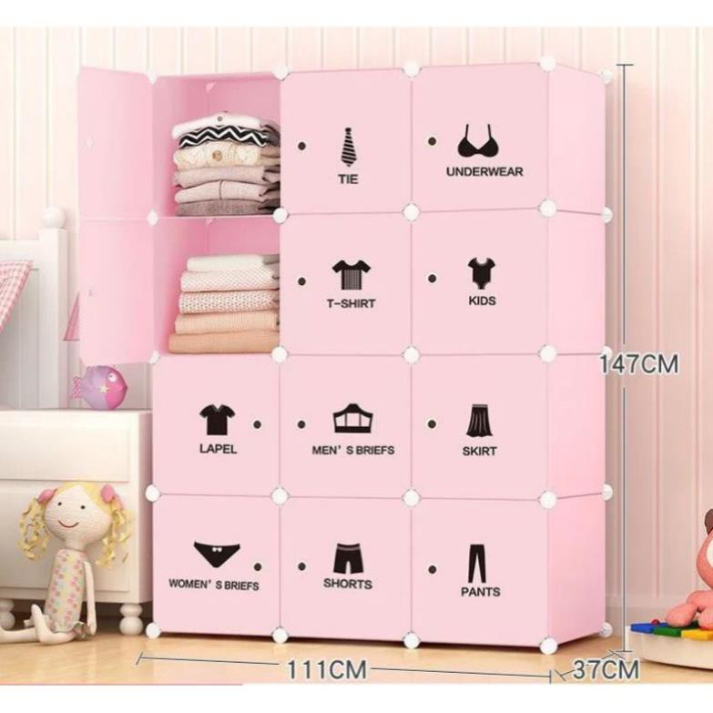 Tủ Nhựa Lắp Ghép Đa Năng 12 ô hình đecal ( chọn hình theo phân loại)