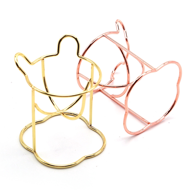 (Hàng Mới Về) Giá Đỡ Mút Trang Điểm Bằng Thép Không Gỉ Thiết Kế Tai Gấu Dễ Thương