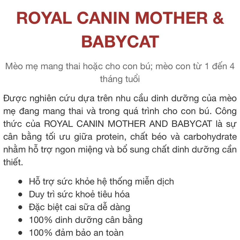 [2Kg] Thức ăn hạt cho mèo con ROYAL CANIN MOTHER &amp; BABYCAT | HẠT CANIN BABY CAT cho mèo con và mèo mang thai cho con bú