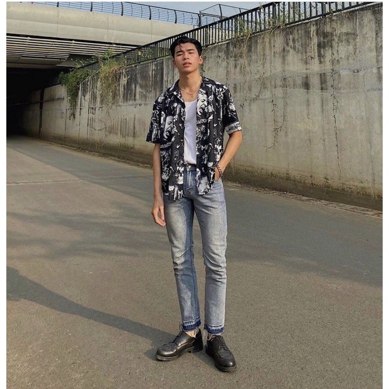 Áo sơmi hoạ tiết Rock and Roll cổ vest #MENDE# | BigBuy360 - bigbuy360.vn