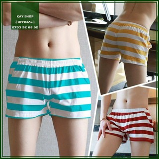 Quần short nam mặc nhà sọc ngang màu sắc siêu xinh  - Quần đùi ngủ có lớp lót bên trong bảo vệ cậu nhỏ