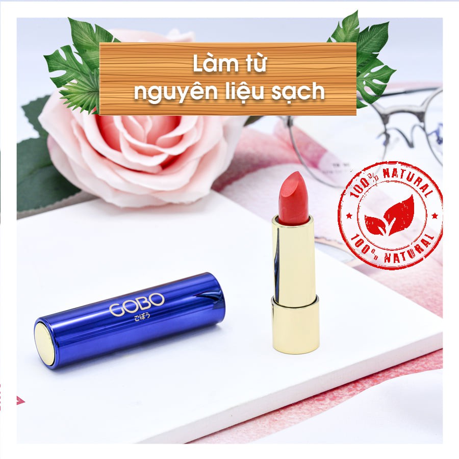 Son môi Gobo Nature matte 4.5g, Son không chì, nguyên liệu thiên nhiên, son an toàn cho Mẹ bầu,bé gái, Đẹp, sang trọng