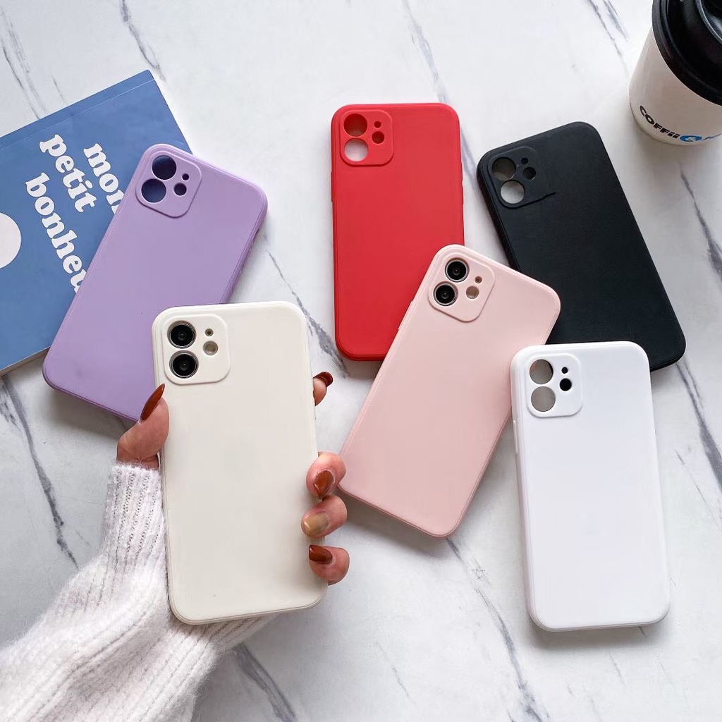 Ốp lưng cho iphone 12 promax, ốp ip cạnh vuông Silicon Nhám