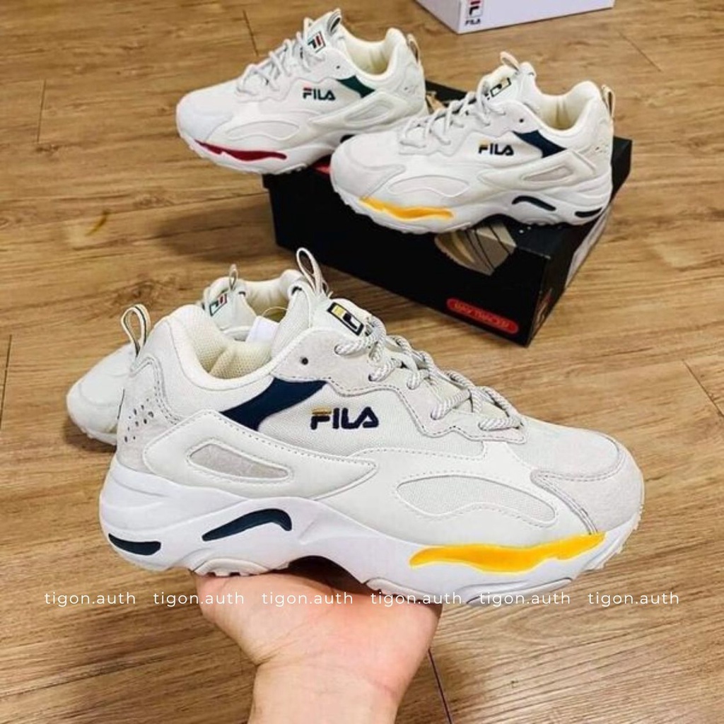 Giày thể thao chính hãng,  Giày thể thao nữ Fila Ray Tracer White Blue Yellow  Tigon.auth