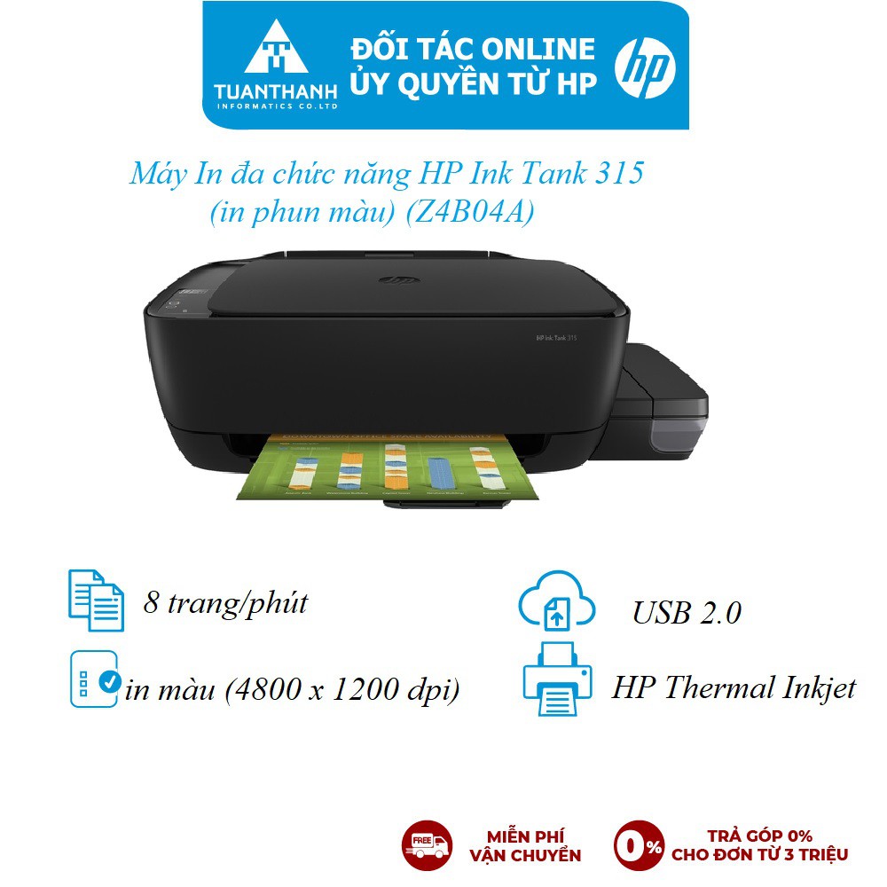 Máy In đa chức năng HP Ink Tank 315 (in phun màu) (Z4B04A)