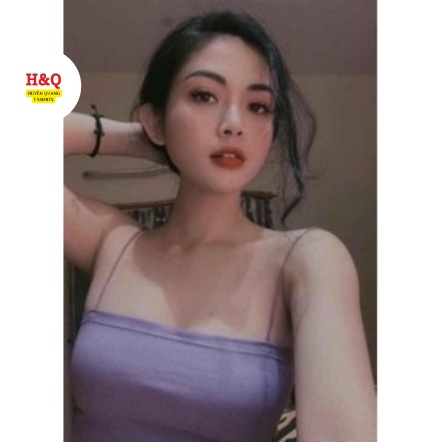 Áo 2 dây nữ croptop ôm sợi bún thun gân đẹp 100% cotton tím, trắng, đen mặc trong siêu mát _ Huyền Quang