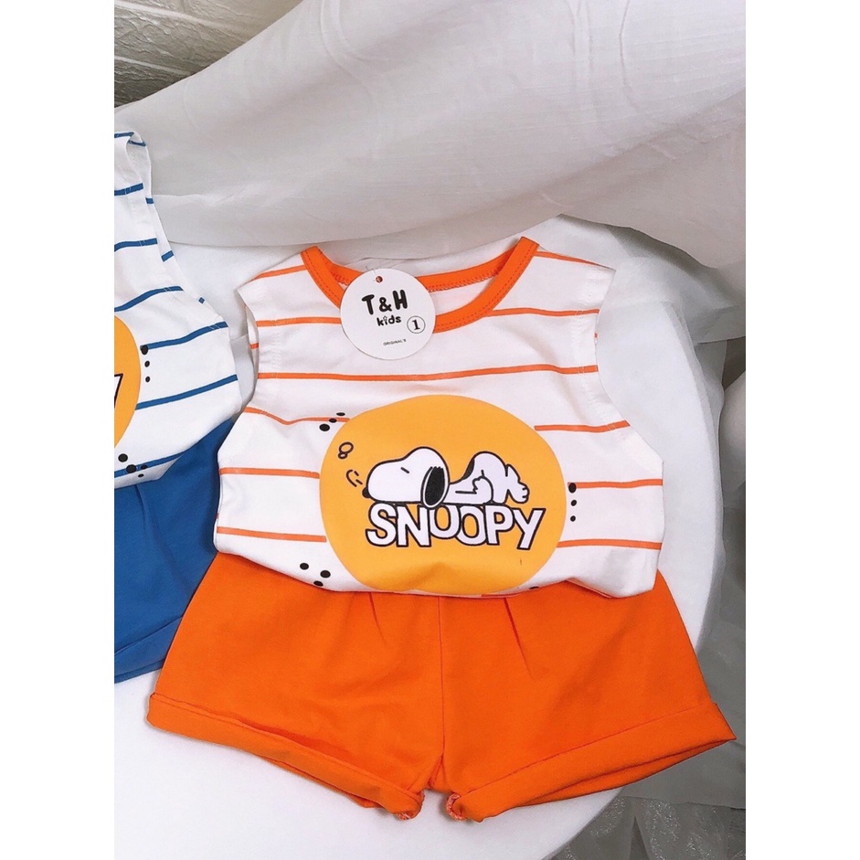 (8-18kg)Bộ thun chất cotton hình Snoopy cho bé (hình thật)