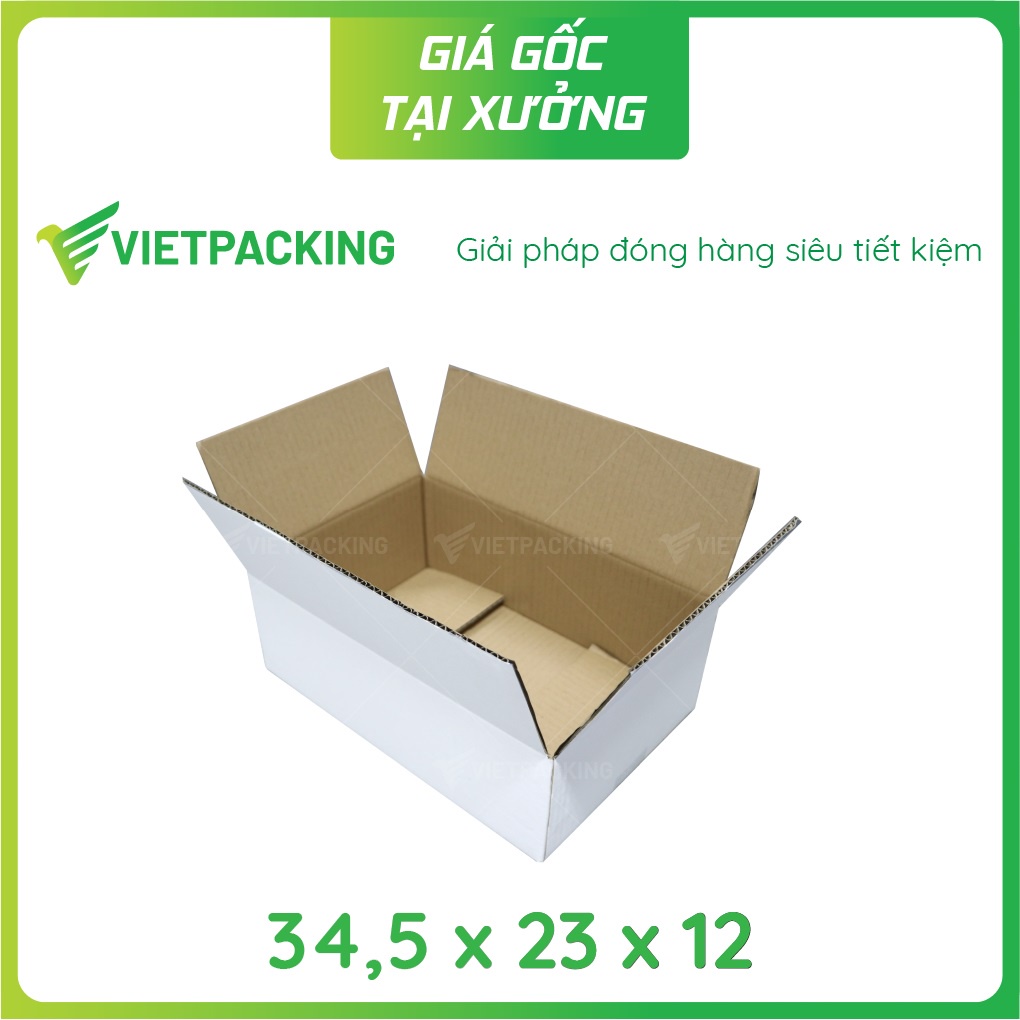 34,5x23x12 - 25 hộp carton trắng đựng giày, quần áo đẹp, sang trọng V2002