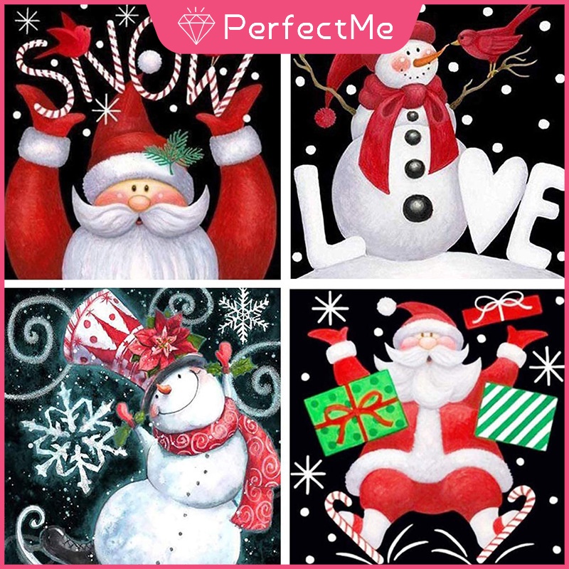 Bộ tranh đính đá 5d họa tiết người tuyết giáng sinh độc đáo DIY dùng trang trí nhà cửa