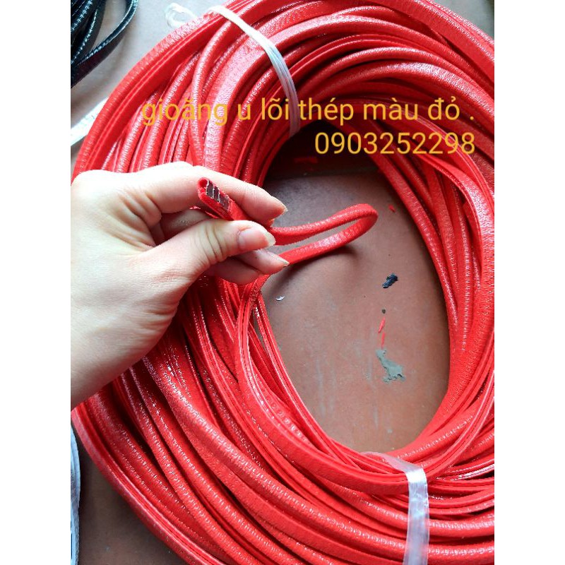 Com bo 5 mét gioăng u lõi thép viền êm cửa, chống ồn, xe tải, xe hơi màu đỏ, đen, xanh biển