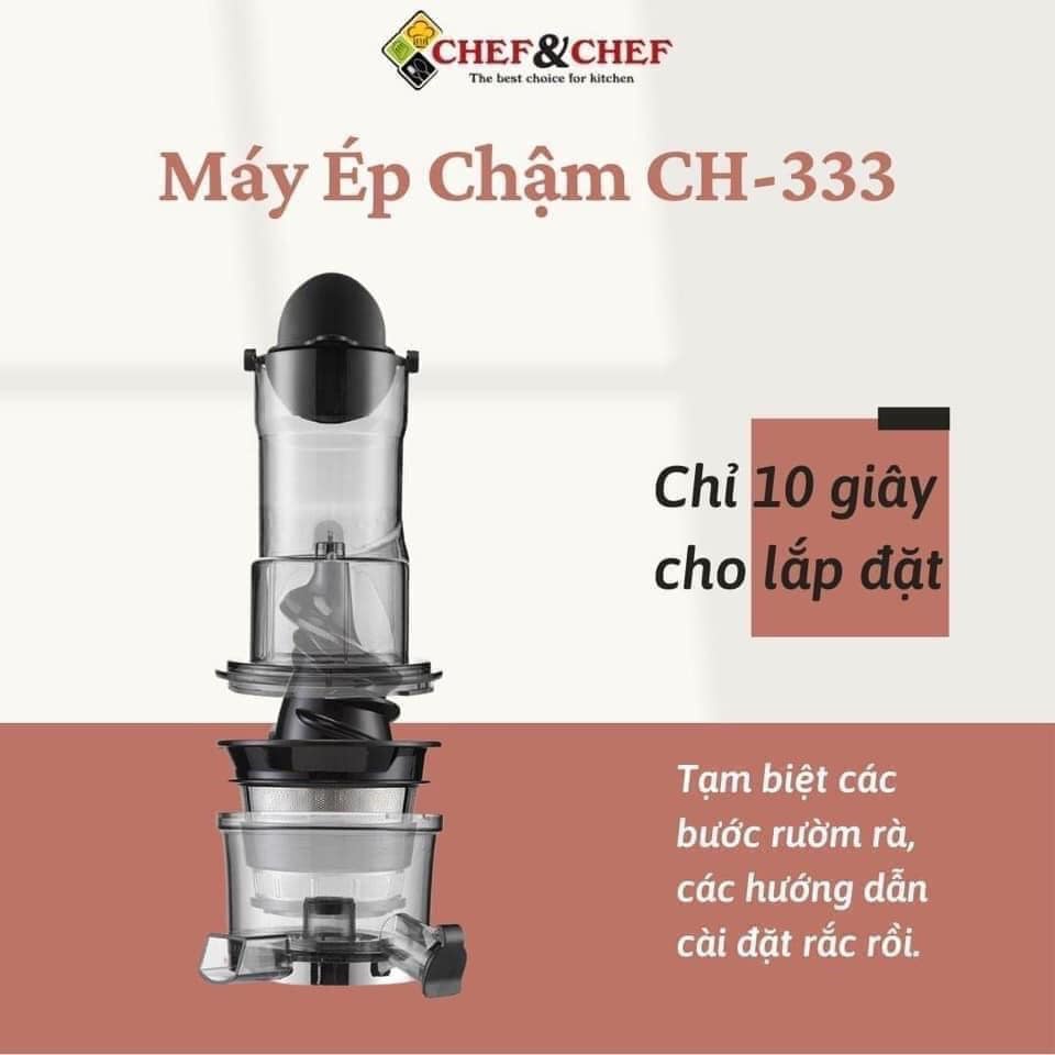 [Mã 44ELSALE2 giảm 7% đơn 300K] MÁY ÉP NGUYÊN QUẢ TỐC ĐỘ CHẬM CHEF&amp;CHEF CH-333 ĐỘ BỀN CAO THIẾT KẾ NHỎ GỌN HÀNG CHUẨN