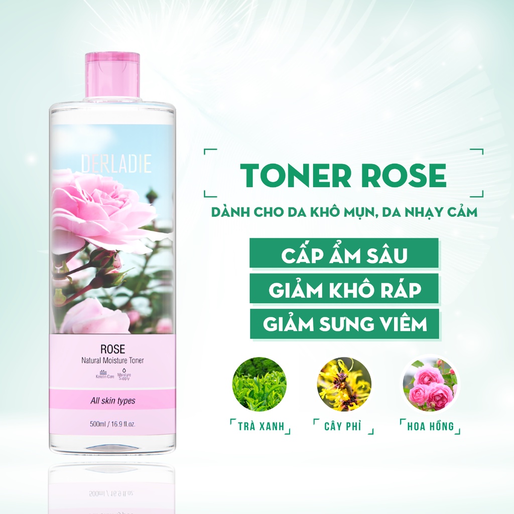 Nước Hoa Hồng Derladie Rose Natural Moisture Toner 500ml