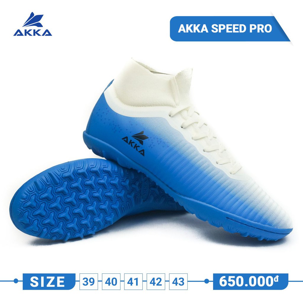 Giày đá bóng cổ cao AKKA Speed Pro màu xanh trắng