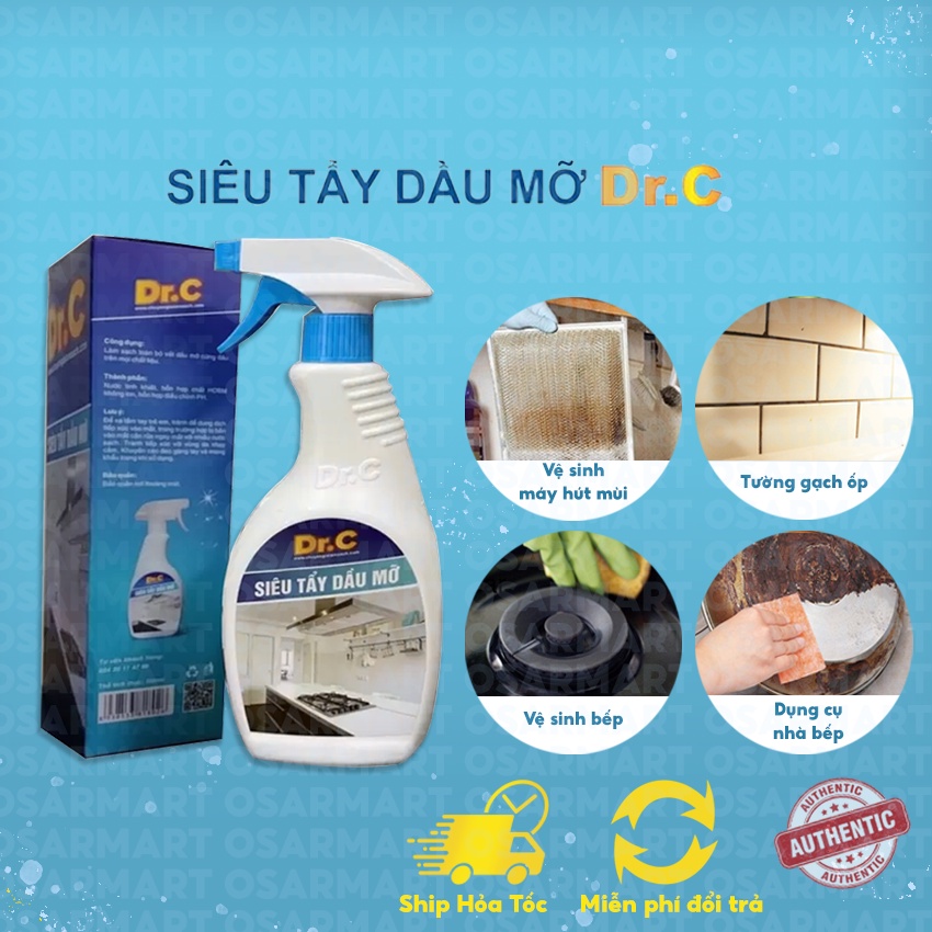 SIÊU TẢY DẦU MỠ DR.C - 500ML, Đánh Bật Mọi Loại Dầu Mỡ, Vệ Sinh Bếp Sạch Sẽ