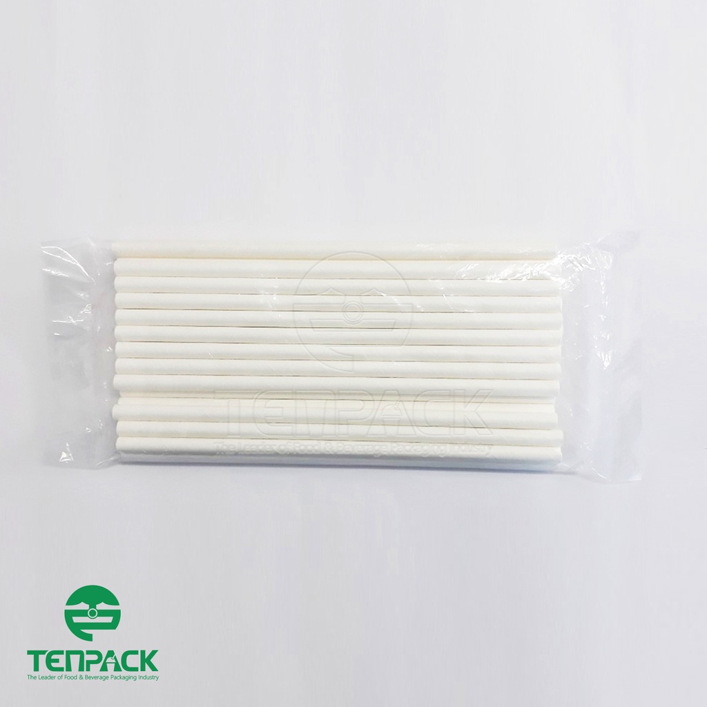 25 Ống hút giấy màu trắng trơn đẹp pi8x20cmx25c