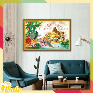 [Siêu rẻ] Tranh ép gỗ treo tường Phật Di Lặc Vạn Phúc tết Kim Tiền Như Ý TT1570 - tặng vòng phong thủy