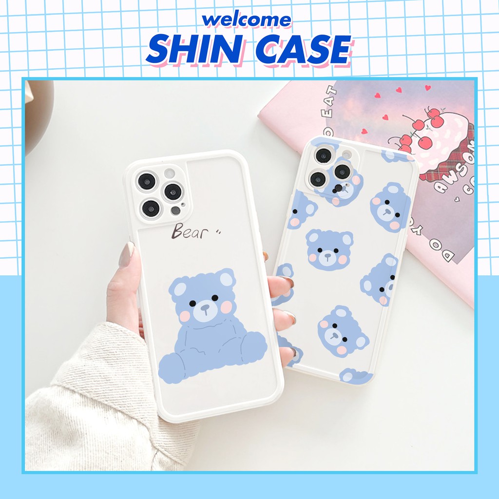 Ốp lưng iphone Teddy xanh bóng cạnh vuông 6/6plus/6s/6splus/7/7plus/8/8plus/x/xr/xs/11/12/13/pro/max/plus/promax