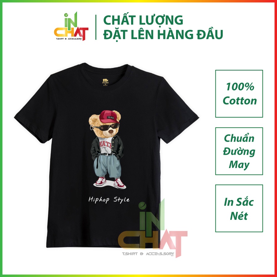 Áo Thun Hình Gấu 100% Cotton Cổ Tròn Full Size - IN CHẤT - Chất Lượng Cao