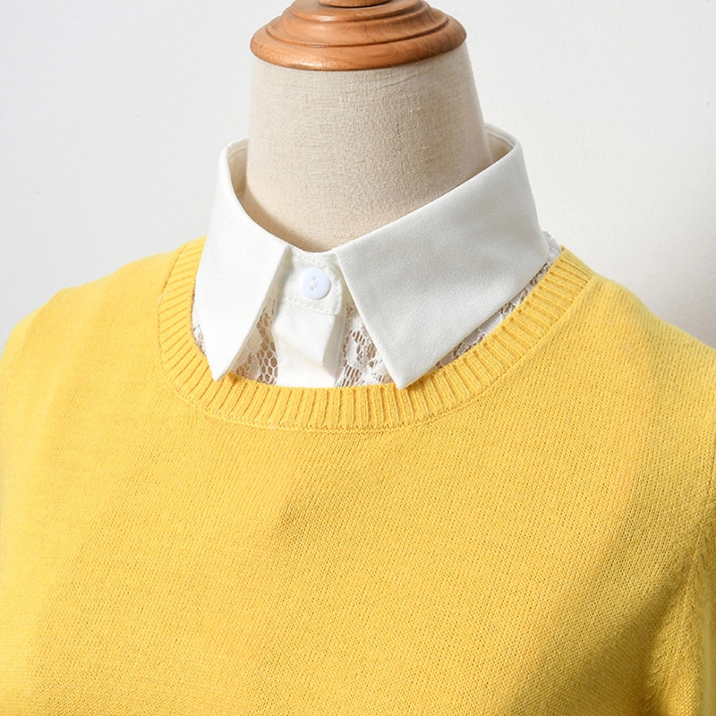 Áo Sơ Mi Phối Ren Mỏng Nửa Lớp Cơ Bản Dành Cho Nữ Văn Phòng