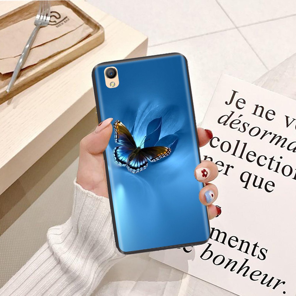 Ốp lưng Oppo R7S Viền dẻo TPU hình Cánh Bướm Xanh