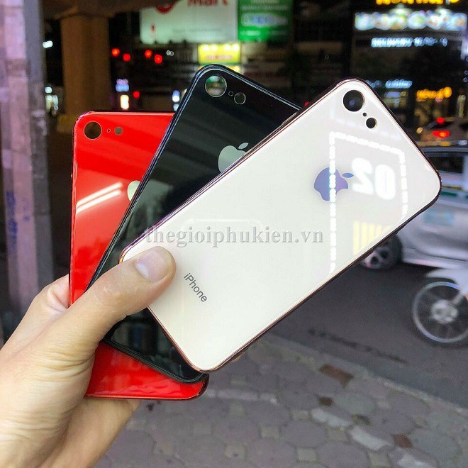 Ốp Lưng Kính Chống Sốc Viền Đồng Màu - Iphone 7G/8G