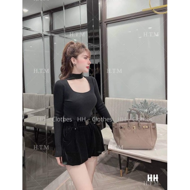 Áo len tăm cổ choker