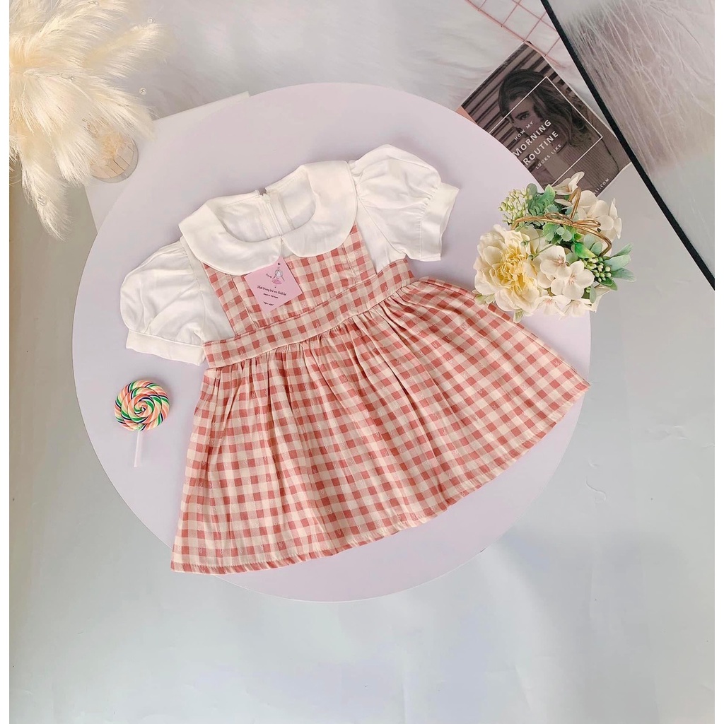 Đầm cho bé gái sơ sinh, 0,1,2,3,4,5,6,7,8 tuổi Babystore88, Váy bé gái cộc tay mùa hè hàng thiết kế V30