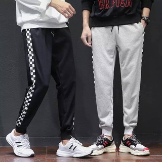 Quần jogger nỉ phối caro unisex