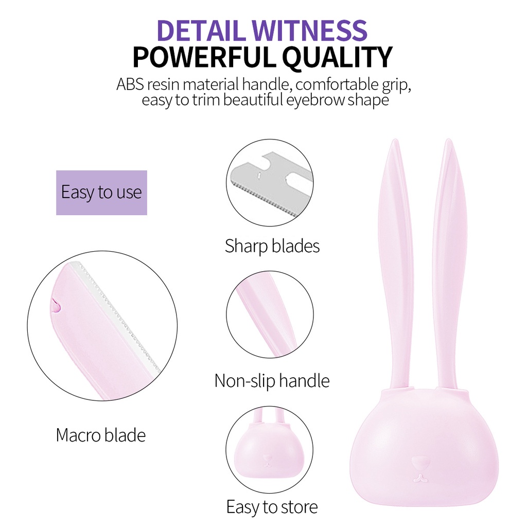 Set 2 Dao Tỉa Lông Mày Màu Trắng Hình Thỏ Dễ Thương